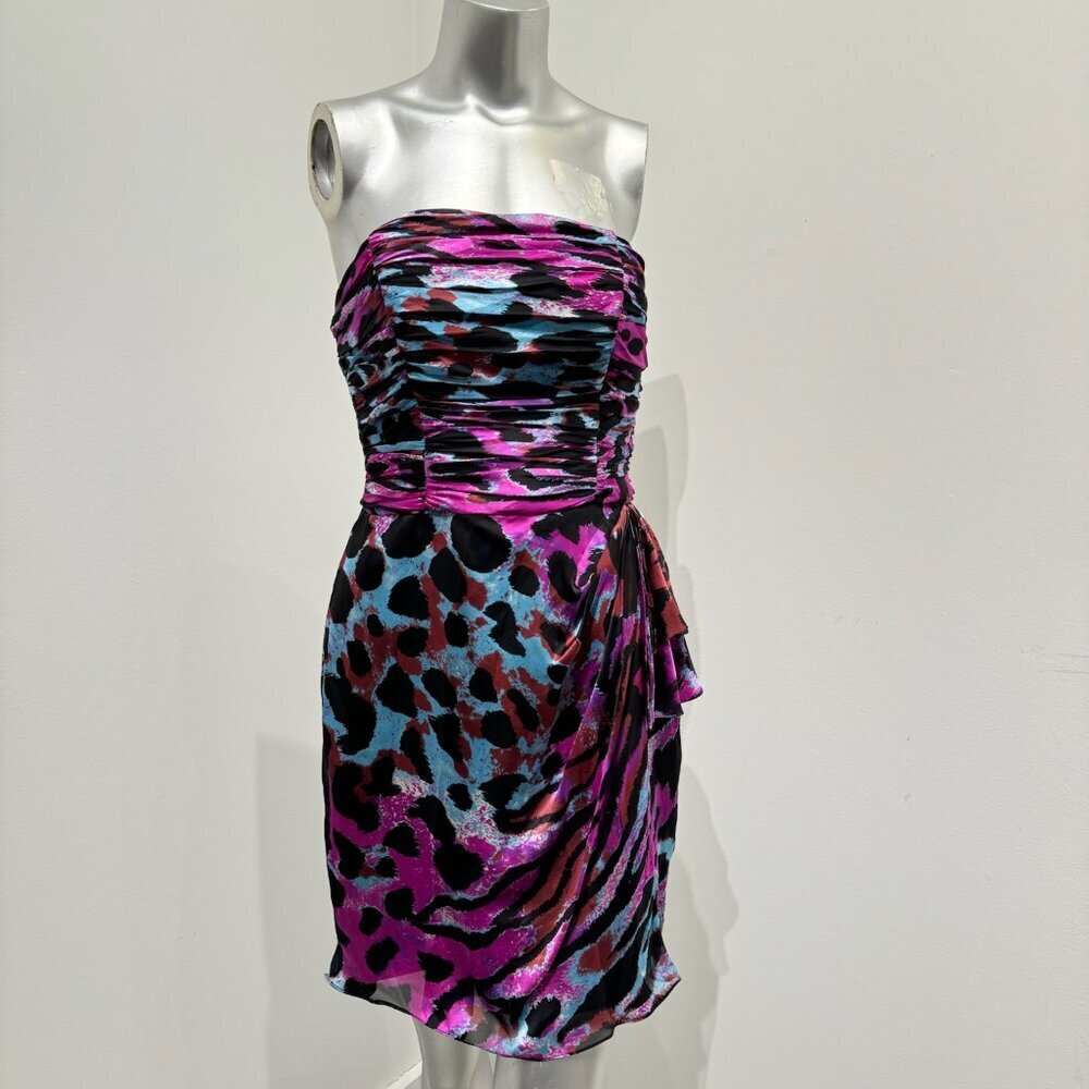 Cache Animal Print Strapless Cocktail Dress Size 6
